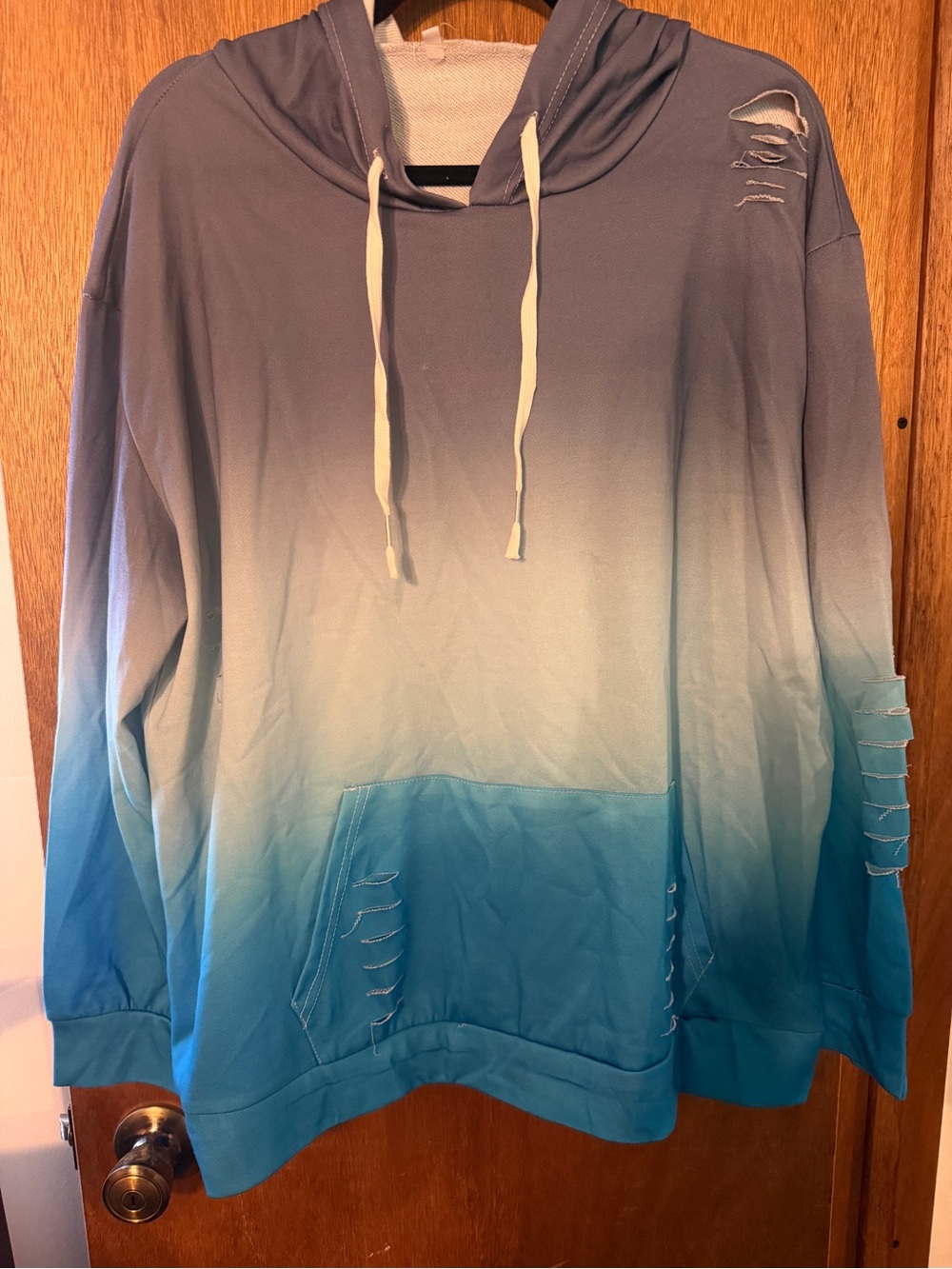 Women’s Ombre Blue Gradient Hoodie Sweatshirt Size XXL BNWOT